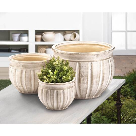 Antique Stone Planter Set